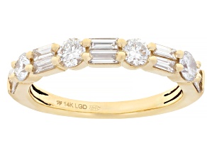 White Lab-Grown Diamond F VS-SI 14K Yellow Gold Band Ring 0.95ctw