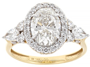 Certified White Lab-Grown Diamond F VS-SI 14K Yellow Gold Halo Ring 2.95ctw