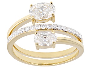 White Lab-Grown Diamond F VS-SI 18K Yellow Gold Over Sterling Silver Ring 1.15ctw
