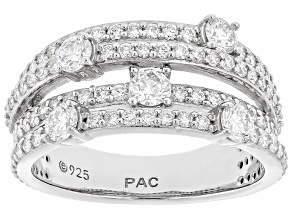 Round White Lab-Grown Diamond F VS-SI Platinum Over Sterling Silver Ring 1.50ctw