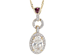 Certified Lab-Grown Diamond F VS1 & Grape Color Garnet 14K Yellow Gold Pendant With Chain 1.80ctw