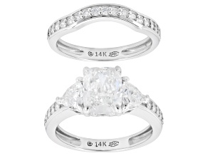 Certified White Lab-Grown Diamond F VS-SI 14K White Gold Ring With Matching Band 3.75ctw