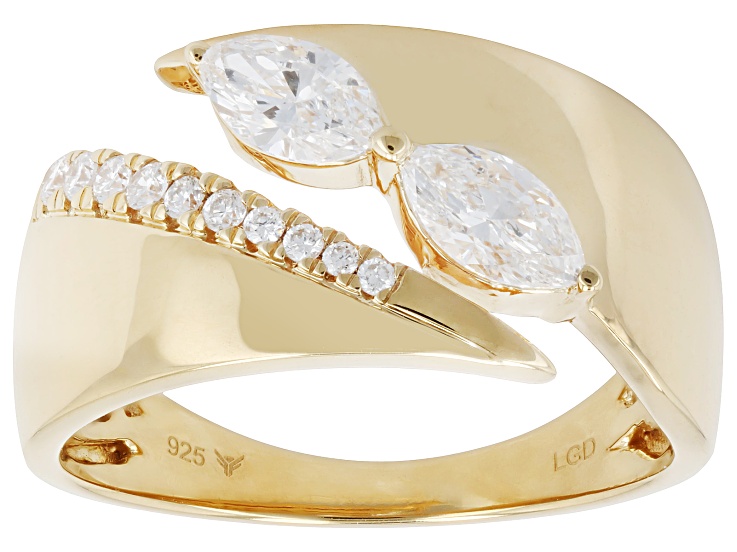 White Lab-Grown Diamond F VS-SI 18K Yellow Gold Over Silver Band Ring 0.70ctw