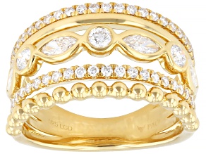 White Lab-Grown Diamond F VS-SI 18K Yellow Gold Over Silver Band Ring 1.00ctw