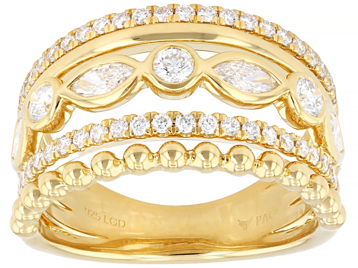 White Lab-Grown Diamond F VS-SI 18K Yellow Gold Over Silver Band Ring 1.00ctw