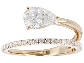 Certified White Lab-Grown Diamond F VS-SI 14K Yellow Gold Bypass Ring 1.20ctw
