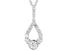 White Lab-Grown Diamond EF VS-SI Platinum Over Sterling Silver Teardrop Pendant With Chain 1.30ctw