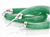 Green Jadeite Rhodium Over Sterling Silver Hoop Earrings