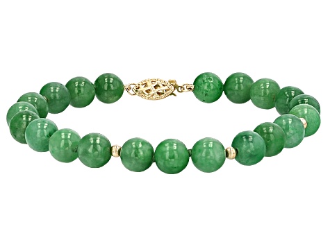 Green Jadeite 14k Gold Bracelet Pcf075 Jtv Green Jadeite 14k Gold Bracelet