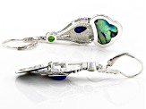 Multicolor Abalone Shell Rhodium Over Sterling Silver Feather Earrings .49ctw