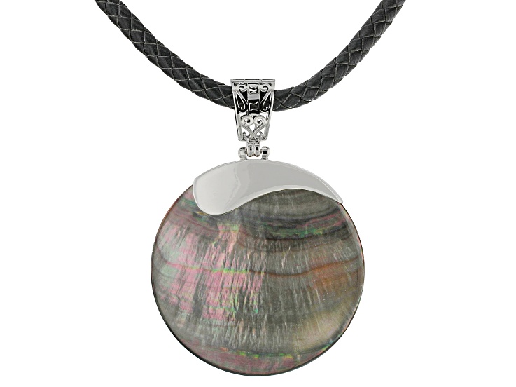 Black Mother-of-Pearl Rhodium Over Silver Enhancer With 20
