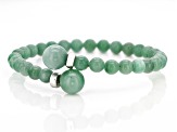 Green Jadeite Rhodium Over Silver Bracelet