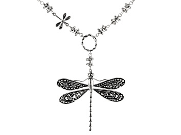 Picture of Dragonfly Rhodium Over Sterling Silver Necklace
