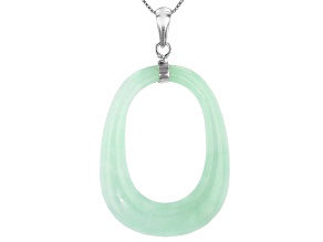 Jadeite Rhodium Over Silver Pendant With Chain
