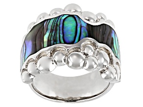 Abalone Shell Rhodium Over Sterling Silver Ring