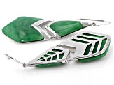 Jadeite Rhodium Over Sterling Silver Dangle Earrings 21x20mm & 17x13mm