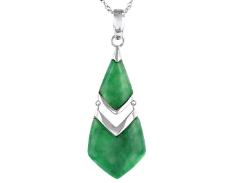 Picture of Jadeite Rhodium Over Sterling Silver Dangle Enhancer W/Chain