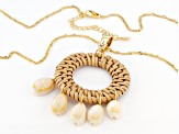 Pacific Style™ Woven Rattan With Shell 18K Gold over Silver Enhancer With Chain
