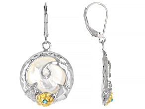 Pacific Style™ White Mother of Pearl Floral Dangle Earrings