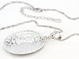 White and Gray Mother-of-Pearl & Abalone Shell Sterling Silver Mosaic Enhancer with Chain