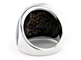 Multi Color Abalone Shell Solitaire Rhodium Over Silver Dome Ring
