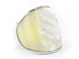 Mother-Of-Pearl  Rhodium Over Silver Ring