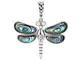 Abalone Shell Rhodium Over Silver Dragonfly Enhancer