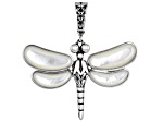 Fancy Mother-of-Pearl Rhodium Over Sterling Silver Dragonfly Enhancer