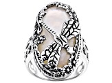 Mother-of-Pearl  Rhodium Over Silver Dragonfly Ring