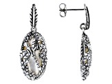 Mother-of-pearl Rhodium Over Silver Dragonfly Earrings