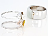 Jadeite with Multi-Color Mother-Of-Pearl Interchangeable Sterling Silver Floral Ring