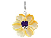 Golden Mother-of-Pearl Rhodium Over Sterling Silver Flower Enhancer 2.18ctw