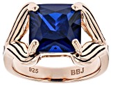Lab Created Spinel & Abalone Shell 18k Rose Gold Over Silver Ring 4.22ct
