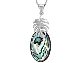 Abalone Shell  Rhodium Over Sterling Silver Palm Leaf Enhancer