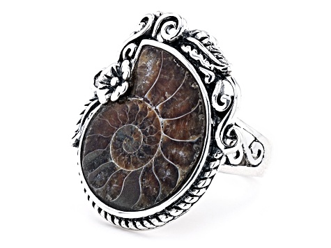 Ammonite Shell Sterling Silver Ring