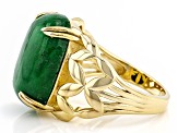 Green Jadeite 18K Yellow Gold Over Sterling Silver Open Side Detail Ring