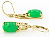 12x8mm Green Jadeite 18K Yellow Gold Over Sterling Silver Earrings