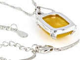 Yellow Jadeite Rhodium Over Sterling Silver Pendant With 18" Chain