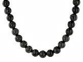 Gray Jadeite Rhodium Over Sterling Silver Beaded Necklace, 10mm