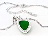 Jadeite Sterling Silver Floral Pendant With 18" Chain