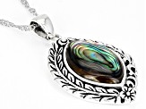 Abalone Shell Sterling Silver Leaf Pendant With 18" Chain