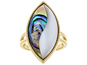 Abalone Shell & Mother-Of-Pearl 18K Yellow  Gold Over Silver Ring
