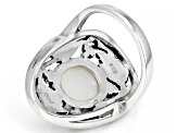 Mother-Of- Pearl Sterling Silver Leaf Design Ring
