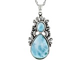 Larimar Sterling Silver Pendant With 18" Chain