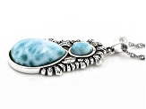 Larimar Sterling Silver Pendant With 18" Chain