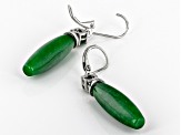 Green Jadeite Rhodium Over Sterling Silver Earrings 0.89ctw