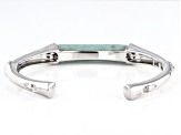 Green Jadeite Rhodium Over Sterling Silver Cuff Bracelet