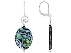 Abalone Shell Rhodium Over Sterling Silver Earrings