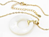 White Mother-Of-Pearl 18K Yellow Gold Over Sterling Silver Hoop Pendant With Chain