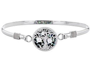 Abalone Shell Rhodium Over Silver Tree of Life  Bracelet